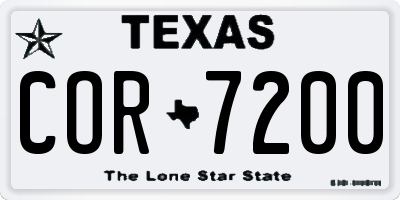 TX license plate COR7200