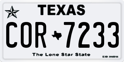 TX license plate COR7233