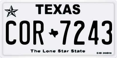 TX license plate COR7243