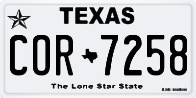 TX license plate COR7258