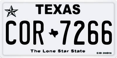 TX license plate COR7266