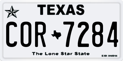 TX license plate COR7284
