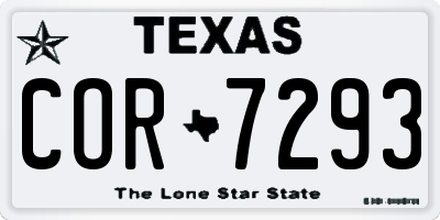 TX license plate COR7293