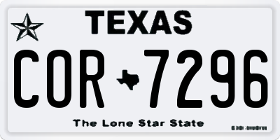 TX license plate COR7296