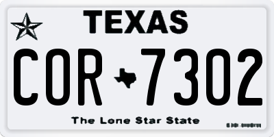 TX license plate COR7302