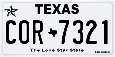 TX license plate COR7321