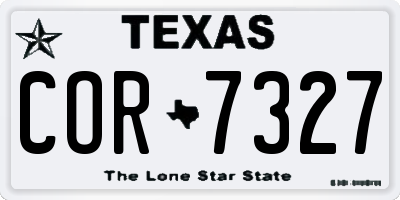 TX license plate COR7327