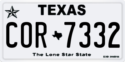 TX license plate COR7332