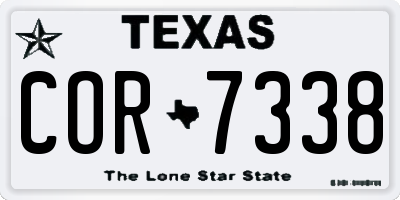 TX license plate COR7338