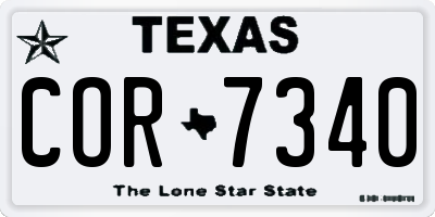 TX license plate COR7340