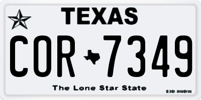 TX license plate COR7349