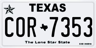 TX license plate COR7353