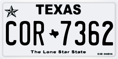 TX license plate COR7362