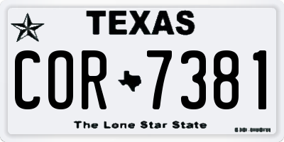 TX license plate COR7381