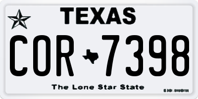 TX license plate COR7398