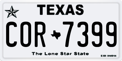 TX license plate COR7399