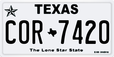 TX license plate COR7420