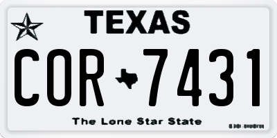 TX license plate COR7431