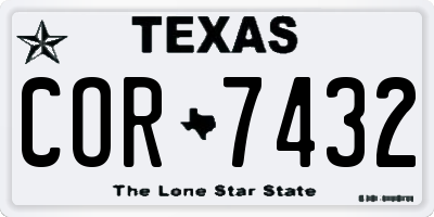 TX license plate COR7432