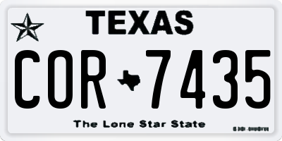 TX license plate COR7435