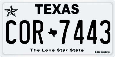 TX license plate COR7443