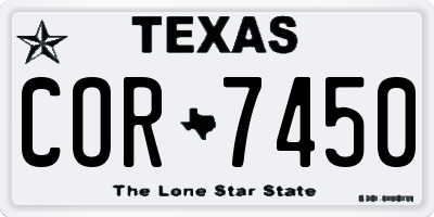 TX license plate COR7450