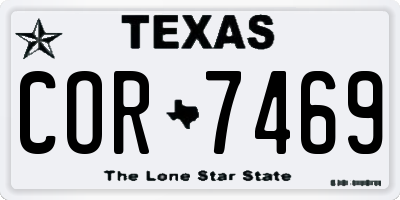 TX license plate COR7469