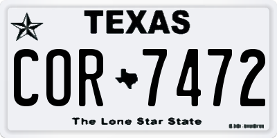 TX license plate COR7472