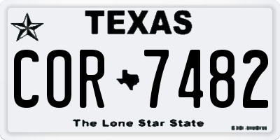 TX license plate COR7482