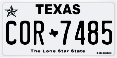 TX license plate COR7485