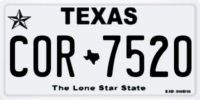 TX license plate COR7520