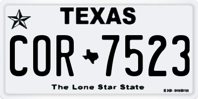 TX license plate COR7523