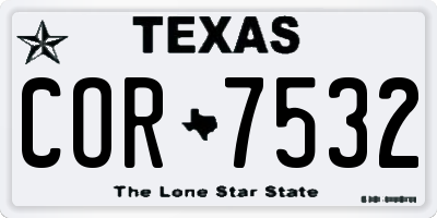 TX license plate COR7532