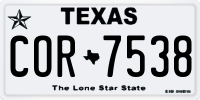 TX license plate COR7538