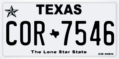 TX license plate COR7546