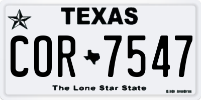 TX license plate COR7547