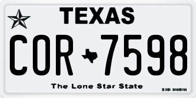 TX license plate COR7598