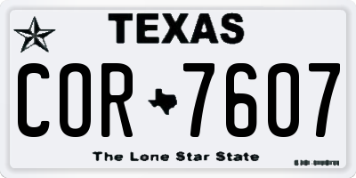 TX license plate COR7607