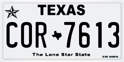 TX license plate COR7613