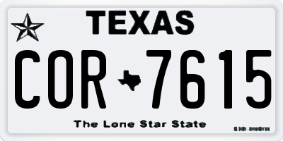 TX license plate COR7615