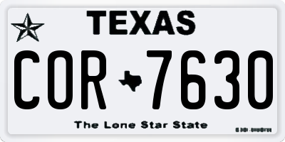 TX license plate COR7630