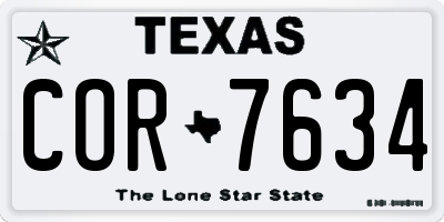TX license plate COR7634