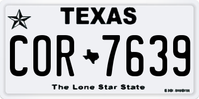 TX license plate COR7639