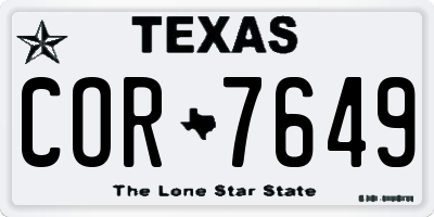 TX license plate COR7649