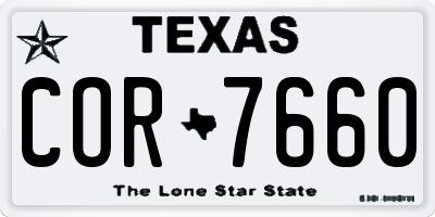TX license plate COR7660