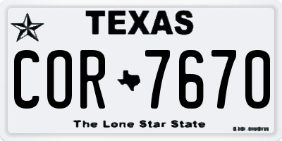 TX license plate COR7670