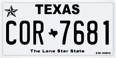 TX license plate COR7681