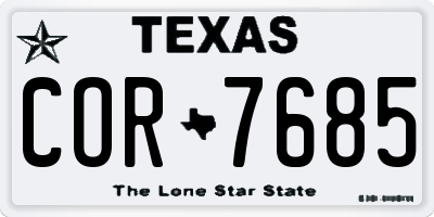 TX license plate COR7685