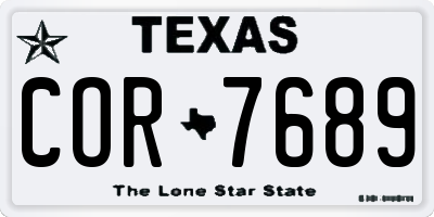 TX license plate COR7689