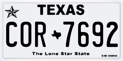 TX license plate COR7692